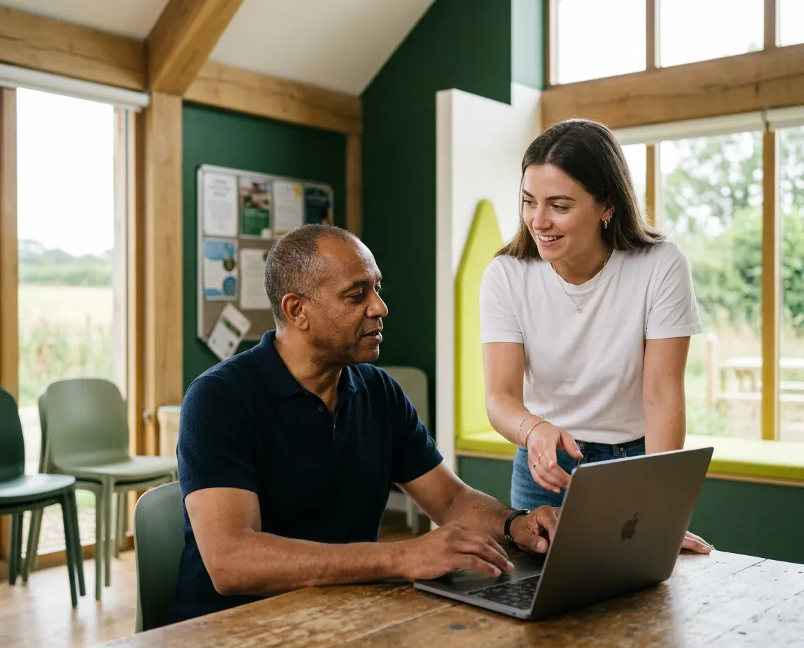 Person managing bookings on a laptop