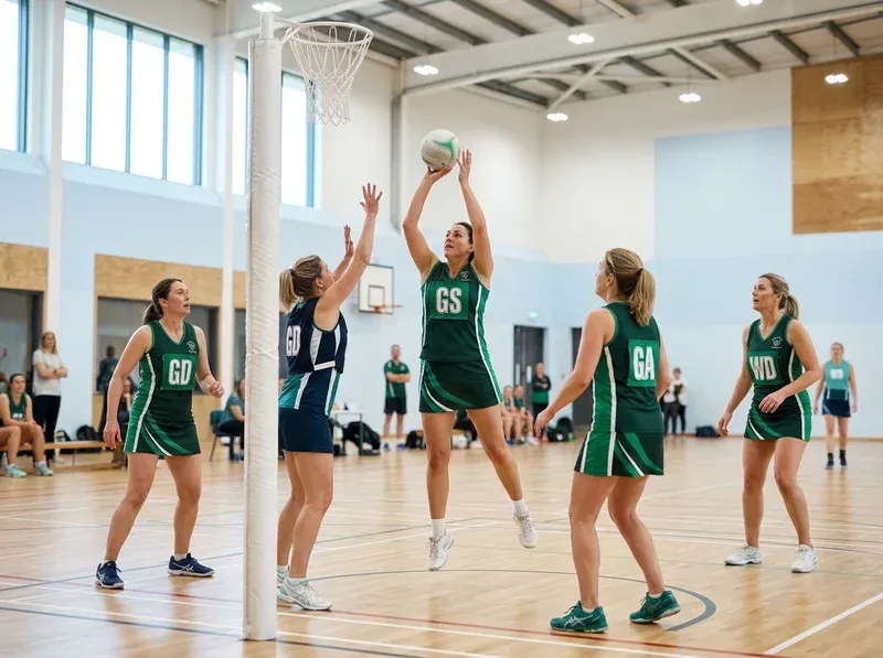 Netball match at a community sports hall